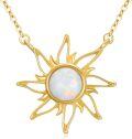 wholesale 14K Gold Opal Starburst Necklace Celtic Knot Pendant Irish s for Women-0-0