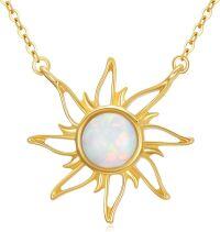 wholesale 14K Gold Opal Starburst Necklace Celtic Knot Pendant Irish s for Women-Opal Sun Necklace