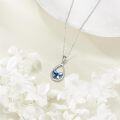 wholesale 925 Sterling Silver Blue Crystal Butterfly Pendant Necklace for Women-0-1