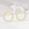 wholesale 925 Sterling Silver Gold Plated Bamboo Hoop Earrings for Women 30mm Diameter-0-2