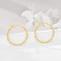 wholesale 925 Sterling Silver Gold Plated Bamboo Hoop Earrings for Women 30mm Diameter-0-2