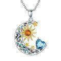 wholesale 925 Sterling Silver Crescent Moon Pendant Necklace Wholesale With Heart And Sun Design-0-0