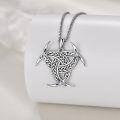 wholesale 925 Sterling Silver Celtic Knot Trinity Horns Pendant Necklace-0-2