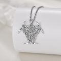 wholesale 925 Sterling Silver Celtic Knot Trinity Horns Pendant Necklace-0-2