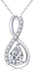 wholesale 14K Gold Pear Cut CZ Infinity Pendant Necklace for Women 17 Chain-0-0
