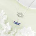 wholesale 925 Sterling Silver Purple Blue Enamel Lotus Dragonfly Lariat Y-Necklace s for Women-0-3