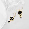 wholesale 925 Sterling Silver Gold Plated Black Onyx Howling Wolf Dangle Earrings-0-3