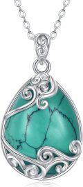 wholesale Sterling Silver Moonstone Filigree Teardrop Pendant Necklace for Women-0-41