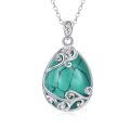 wholesale 925 Sterling Silver Filigree Teardrop Pendant Necklace for Women-0-41