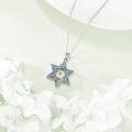 wholesale 925 Sterling Silver Abalone Shell & Amber Star of David Cross Hamsa Pendant Necklace-0-3