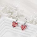 wholesale 925 Sterling Silver Red Rose Heart Shape Garnet Gemstone Filigree Drop Earrings for Women Girls Gift-0-4