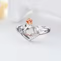 TOUPOP Sterling Silver Rose Flower Love Heart Ring For Grandmother Gift-0-4