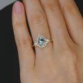 wholesale 14K Solid Gold 1 5Ct Pear Birthstone Halo Art Deco Engagement Ring for Women-0-3