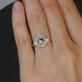 wholesale 925 Sterling Silver Teardrop Sapphire Rings Wholesale With Zircon Halo And Leaf Motif-0-3