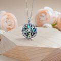 wholesale 925 Sterling Silver Cross with Abalone Shell and Cubic Zirconia Pave Circle Pendant Necklace for Women-0-1