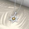 wholesale 925 Sterling Silver Yellow Gold Plated Cubic Zirconia Star Of David Pendant Necklace For Women-0-2