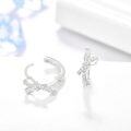 wholesale 925 Sterling Silver Ribbon Cross Studs with Cubic Zirconia 3mm Post Backings - Hypoallergenic Minimalist Dainty Everyday Wear Fashion  Set for Girls and Teens (2 Pairs)-0-1
