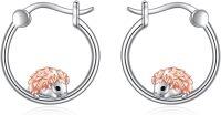 wholesale 925 Sterling Silver Hedgehog Hoop Earrings - Adorable Animal  for Her-Hedgehog