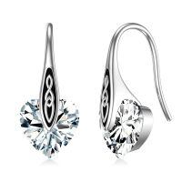 wholesale 925 Sterling Silver Heart Drop Earrings Wholesale With Cz And Celtic Design-Silver-04-Apr