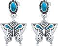 wholesale 925 Sterling Silver Turquoise Butterfly Drop Earrings for Women Girls Gift Idea-0-0