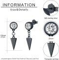 wholesale S925 Sterling Silver Black Triangle Spikes CZ Studs Dangle Earrings for Women and Men - Hypoallergenic  Set-0-1