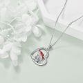 wholesale 925 Sterling Silver Guitar Frog Under Red Mushroom Heart Pendant Necklace With Cubic Zirconia-0-4