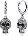 wholesale 925 Sterling Silver Gothic Skull Pendant & Studs Set Punk Style Jewellery Gift for Her Him-0-0