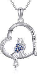 wholesale 925 Sterling Silver Love You Forever Tooth Fairy Heart Pendant Necklace for Sisters Brothers Girlfriends-0-0