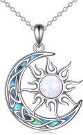 wholesale Sterling Silver Sun Moon Necklace w Blue Opal White Opal Abalone Labradorite Moonstone Gift for Teen Girls-0-18