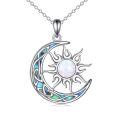 wholesale 925 Sterling Silver Sun & Moon Pendant with Blue and White Opals Labradorite Stone - Perfect Gift for Teenage Girls-0-18