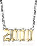 wholesale  Sterling Silver Birth Year Number Pendant Necklace 1988 2000 w 22 +2 Rolo Chain Jewelry Gift -0-0