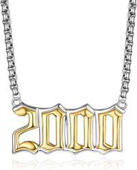 wholesale 925 Sterling Silver Gold Plated 2000 Birthday Year Charm Necklace with 3mm Rolo Chain for Women Girls Gifts-2000