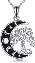 wholesale 925 Sterling Silver Moon & Tree of Life Pendant Necklace s for Her Him-0-0