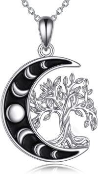 wholesale 925 Sterling Silver Moon & Tree of Life Pendant Necklace s for Her Him-Moon Tree of Life