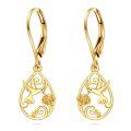 wholesale 14K Gold Opal Butterfly Drop Dangle Lever Back Earrings for Women-0-0