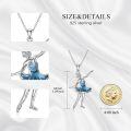 wholesale 925 Sterling Silver Blue Enamel Ballet Dancer Pendant Necklace Gifts for Women-0-4