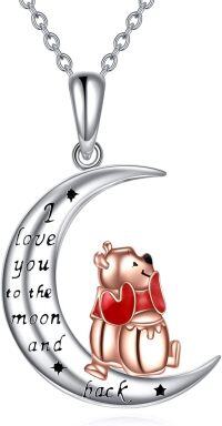 wholesale TOUPOP Bear Necklace Sterling Silver Moon Jewelry With I Love You To The Moon And Back Bear Gifts (3-bear With Honeypot-1) -undefined