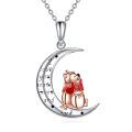TOUPOP Sterling Silver Moon Bear Necklace I Love You To The Moon And Back Gift-0-0