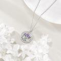 wholesale 925 Sterling Silver Purple Crystal Thistle Flower Circle Pendant Necklace for Women Mother's Day Gifts-0-2