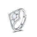 wholesale 925 Sterling Silver Opal And Zircon Ring With Elegant Openwork Design-0-0