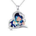 wholesale 925 Sterling Silver Mushroom Blue Crystal Pendant Necklace-0-0