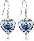 wholesale 925 Sterling Silver Blue Heart Dolphin Drop Earrings 925  for Women Girls-0-0