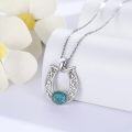 wholesale 925 Sterling Silver Turquoise Western Horse Shoe Cowboy Boots Cactus Pendant Necklace for Women-0-1