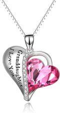 wholesale 925 Sterling Silver Pink Austrian Crystal Granddaughter I Love You Heart Pendant Necklace Gift for Women Girls-0-0