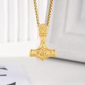 wholesale Copper Viking Thor Hammer Mjolnir Pendant Necklace With Vegvisir Valknut Design-0-8