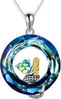 wholesale TOUPOP Mermaid Necklace Mermaid Scales 925 Sterling Silver Pendant Mermaid Jewelry I Love You Forever Jewelry Birthday Christmas Gift For Women -0-0