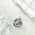 wholesale 925 Sterling Silver Metal Crystal Axolotl Pendant Necklace with Blue Stone and Rose Gold Accents-0-4
