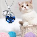 wholesale 925 Sterling Silver Cat Mom Baby Sleeping With Yellow Crystal Pendant Necklace-0-55