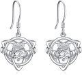 wholesale Sterling Silver Crystal Claddagh Celtic Knot Heart Dangle Earrings-0-0
