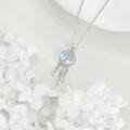 wholesale 925 Sterling Silver Blue Moonstone Dreamcatcher Tree of Life Pendant Necklaces for Women-0-4
